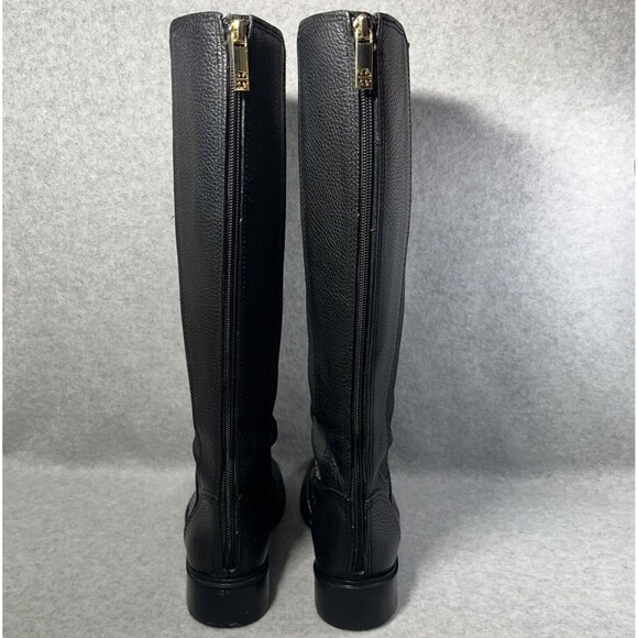 Tory‎ Burch Christy Boots Womens 7M Leather Knee High Black Tall Riding Zip Gold - Picture 5 of 16